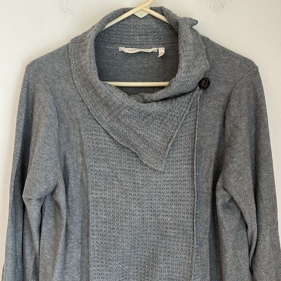 Soft Surroundings Women Miranda Cowl Neck gray cardigan wool Sweater large Petit - Picture 3 of 9